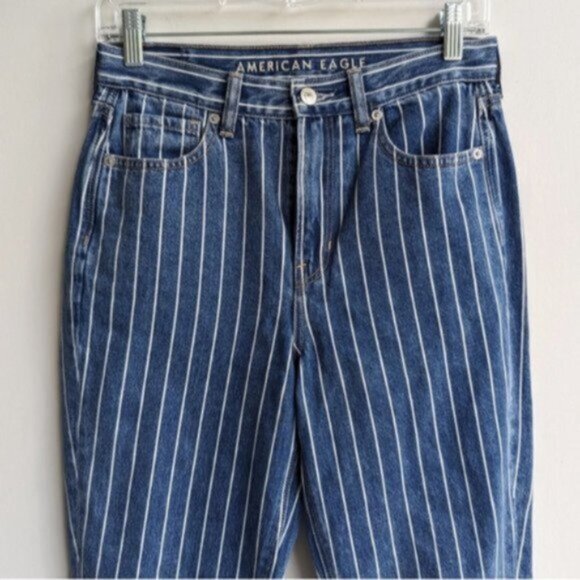 American Eagle striped high rise Mom Jeans - Picture 4 of 7